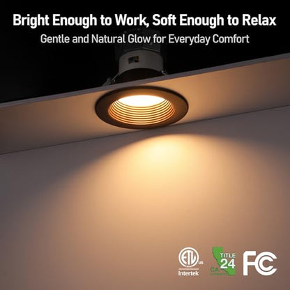 TORCHSTAR 8-Pack 6CCT 4 Inch LED Recessed Light Canless, Dim to Warm - color: Oil Rubbed Bronze-Dim to Warm, size: 4 Inch