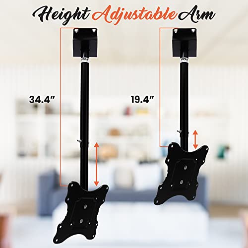 Pyle Universal TV Ceiling Mount Bracket – Fits 23”–42” Flat Screen HDTV, LCD, LED, Plasma, Smart TVs – Tilt, Swivel & Height Adjustable VESA Compatible, 66 lbs. Capacity