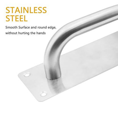 Pull and Push Plate Door Handle, Stainess Steel Door Handle Pull Plate,Silver Door Pull Plate with Handle for Barn Sliding Commercial Wooden Composite Fire Door,11.81 * 3.15''2 PCS - size: 300*80mm/11.81*3.15'' Silver
