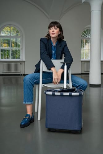 reisenthel carrycruiser Herringbone Dark Blue - Portable Shopping Trolley with Sturdy Aluminum Frame, Shoulder Strap and Removable mesh Inner Bag -Water-Repellent - color: Herringbone Dark Blue