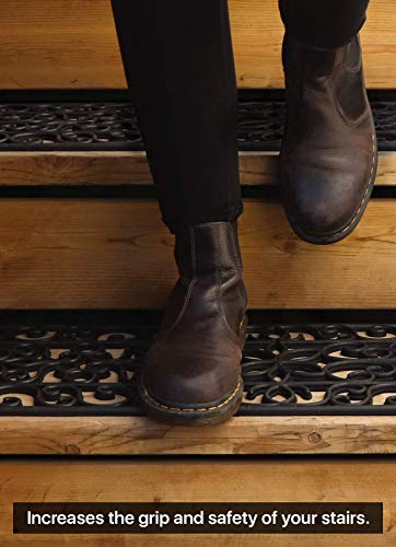 FINEHOUS Rubber Stair Treads Non-Slip Outdoor 35”x10” (5-Pack) – Anti-Slip Step Mat - size: 35" X 10", style: Iron