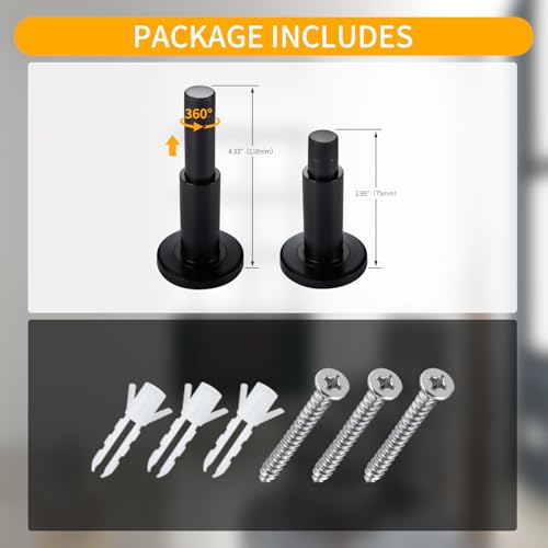 Door Stoppers - Heavy-Duty Adjustable Stoppers for Bottom, Top, and Wall of Door – Anti Break-in 304 Stainless Steel Door Stops with Rubber Buffers(Black) - color: Black-1PCS