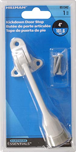 Hillman White Steel Kickdown Door Stop, Holds Door Open, 4 in - color: White