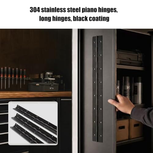 6-Inch 6-Pack Black Heavy Duty Stainless Steel Piano Hinge, Long Hinge， - size: 6inch(black)6Pcs