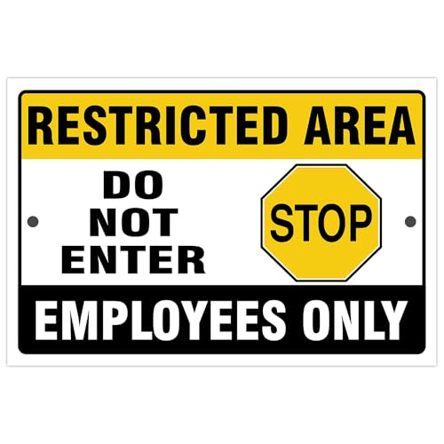 Do Not Enter Restricted Area Employees Only Signs Outdoor - Rust Free Aluminium Metal No Entry Sign, UV Protected, Waterproof, Durable Ink and Easy to Install & Read - 2 Pre-drilled Holes - color: Pack of 1, size: 8"x12"