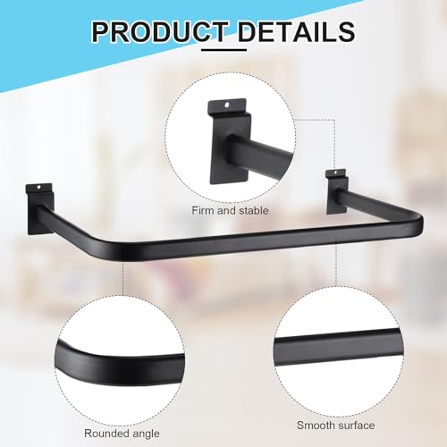 Shimeyao 4 Pcs U Shaped Handrail for Slatwall 24 Inch Oval Tubing Handrail Metal Slat Wall Accessory for Retail Displays Bracket Clothing Rack Home Use (Black)