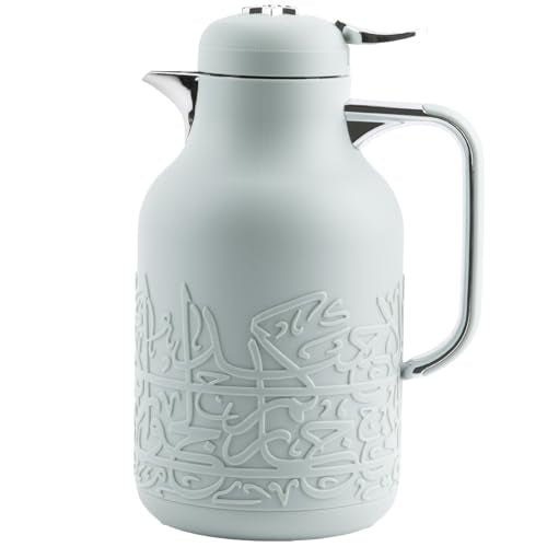 Insulated Carafe Flask 1L For Hot Coffee & Tea, Double Wall Stainless Steel Build, Leak Resistant Lid, Serving Pitcher, Portable Design, Long Heat Retention, Gift by Otantik(Green mint & Silver) - color: Green mint & Silver