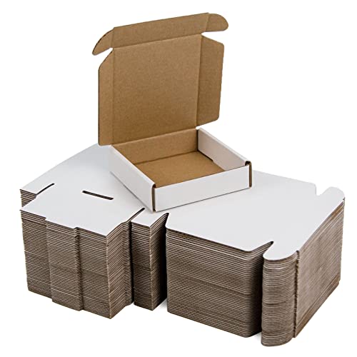 SUNLPH 50 Pack 4x4x1 Inches Small Shipping Boxes, White Corrugated Cardboard Boxes, Moving Mailing Packing Box - color: White, size: 4x4x1