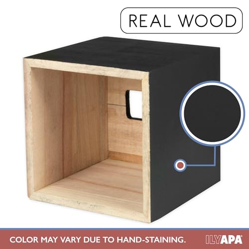 Ilyapa Rustic Wood Tissue Box Cover, Square - Black, 2 Pack, Farmhouse - color: Black, size: 5" Square 2 Pack