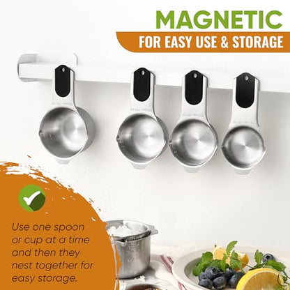 Spring Chef Magnetic Measuring Cups & Spoons Set of 15 with Levelers, Black - color: Black