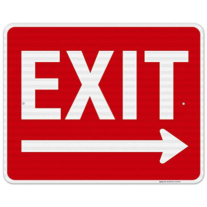 Exit Sign, with Right Arrow - size: 24x30 Reflective