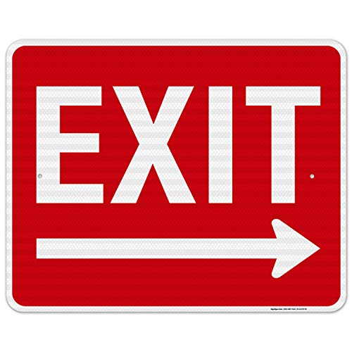 Exit Sign, with Right Arrow - size: 24x30 Reflective