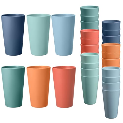 24 Pcs Unbreakable Plastic Cups Set, 20 oz Reusable Plastic Cups, Stackable Water Tumblers, Drinking Cup for Kitchen, Outdoor, BPA-free, Dishwasher Refrigerator and Microwave Safe (20 oz, 6 Colors) - color: 6-Dark Multicolor, size: 20 oz