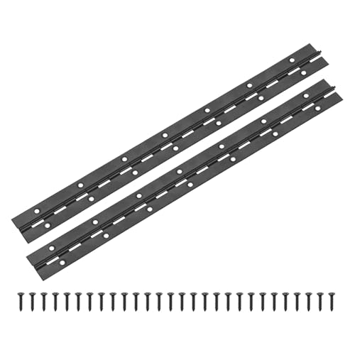 M METERXITY 2-Pack Piano Hinges, 14 Inch / 350mm Stainless Steel Continuous Piano Hinge with Holes and Screws for Cabinets Door/Storage Box [1.2X 0.04/ 30x 1mm Open Width Thick, Black] - color: Black, size: 14x1.2x0.04"