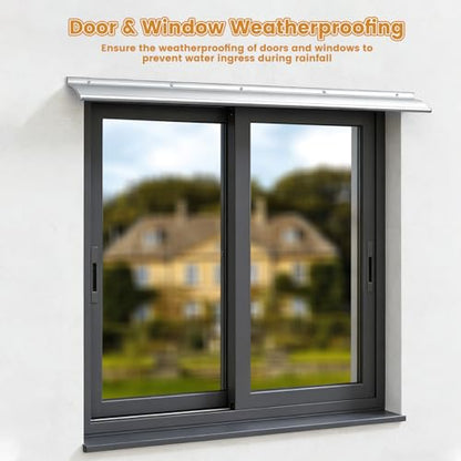 4" Extra-Wide Door Rain Drip Guard, 40" L Heavy Duty Aluminum Window Rain Diverter, Door Rain Deflector with Pre Drilled Holes and Expansion Screws (Silver, 2pcs) - color: Silver