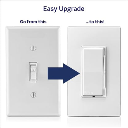 Leviton Decora Slide Dimmer Switch Antimicrobial Treated for Dimmable LED, Halogen and Incandescent Bulbs, DSL06-2AW, White