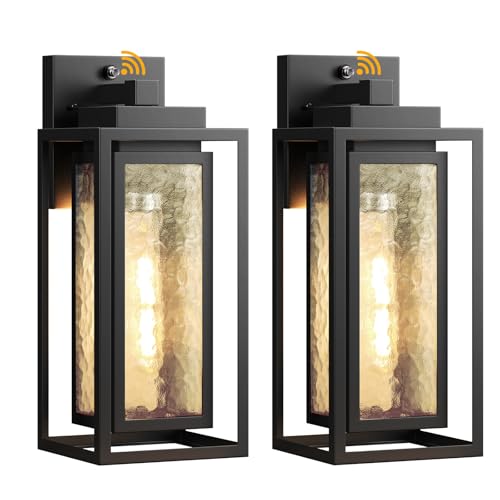 15.78'' Dusk to Dawn Exterior Porch Light Fixture,Outdoor Wall Sconce Light - color: Black, size: Dusk to Dawn