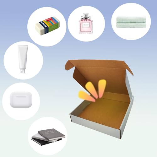10x10x2 inch Shipping Boxes Set of 25, White Corrugated Cardboard Mailers - size: 10x10x2 -25 Pack