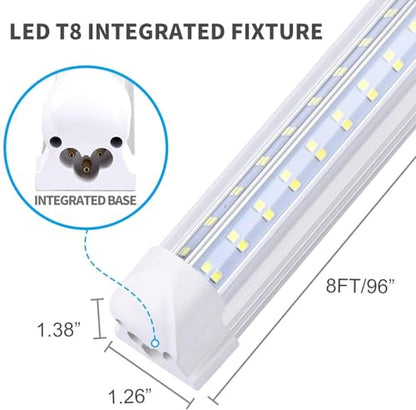 T8 LED Light Tube, 4FT 60W, 6500Lm, 6500K Cool White Clear Cover, 4FT Tube Light,Linkable Integrated Fixture,T8 LED Shop Light for Garage,Warehouse,25PCS - size: 4FT 25PCS Clear Cover