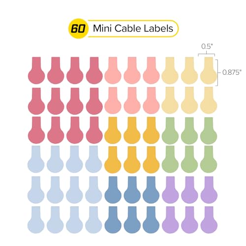 Wrap-It Storage Cable Labels - Mini, Macaron (60 Pack) - color: Macaron, size: Mini