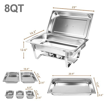 Valgus 4-Pack 8 Qt Stainless Steel Chafing Dish Buffet Set for Catering