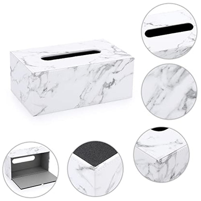 Sumnacon Tissue Box Cover Rectangle with Magnetic Bottom,Marble White,M - color: Marble White, size: Medium