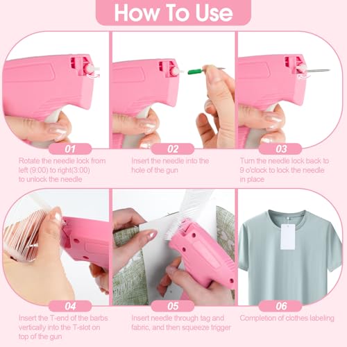 Price Tag Gun for Clothes, Retail Clothing Attacher Tagging Gun, Rosepink - color: Rosepinkwhite