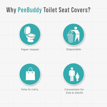 PeeBuddy Disposable Paper Toilet Seat Covers (Pack Of 60) | No Direct Contact with Unhygienic Seats| Easy To Dispose| Nature Friendly| Must Have For Women - size: 60 Seat Covers