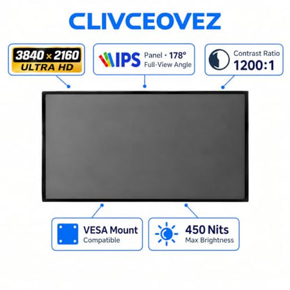 43" 4K Wall Mount Digital Signage, 3840 x 2160P 16:9 Screen Monitor - size: 43inch 4K