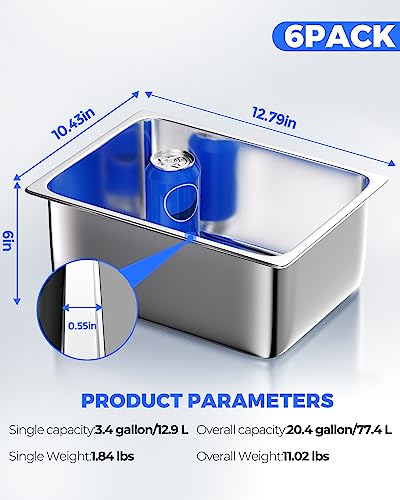 WantJoin Stainless Steel Steam Table Hotel Pan Set 1/2 Size 6 Inches 6pcs - color: 6" Deep, size: 1/2 Size