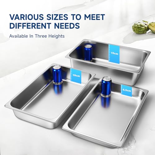 Hotel Pans with Lids 1/1 Full Size 4 Inch Stainless Steel Steam Table Pan - color: Full Size, size: 4" Deep