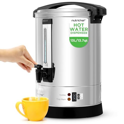 NutriChef Hot Water Urn 13L, Stainless Steel - size: 13.7 Quarts