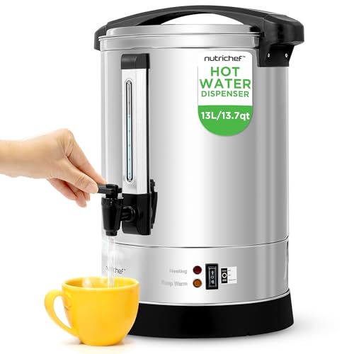 NutriChef Hot Water Urn 13L, Stainless Steel - size: 13.7 Quarts
