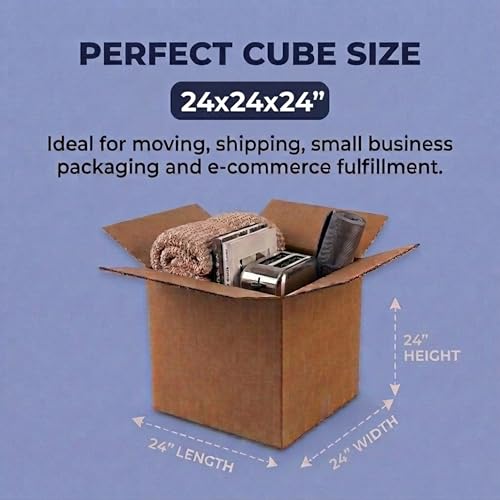 BOX USA Cube Shipping Boxes, 24x24x24" 10-Pk for Shipping & Packing - size: 24x24x24" (10-Pack)