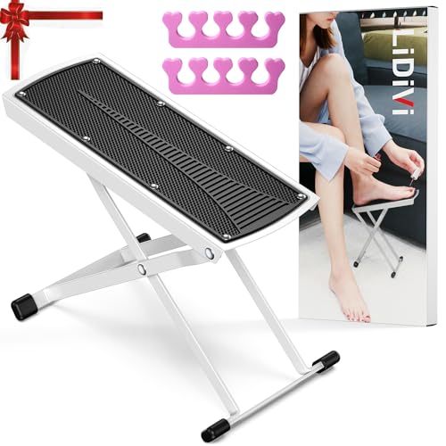 Pedicure Foot Rest, Non-Slip Foot Stand with Toe Separator, White - color: White