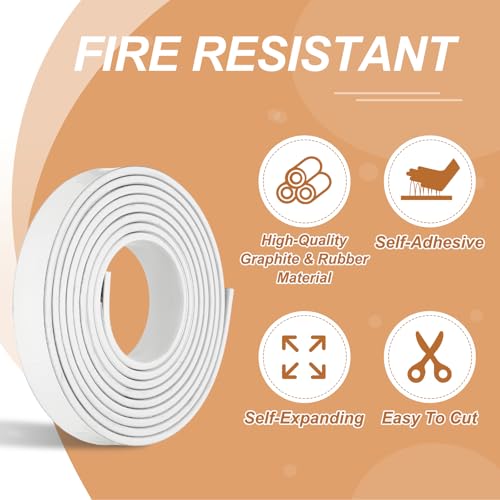 Smoke Fire Seal Strip 9.8Ft 20mm/0.79" Wx 5mm/0.2" T White - color: White, size: 9.8FT x 20mm / 0.79" W x 5mm / 0.2" T