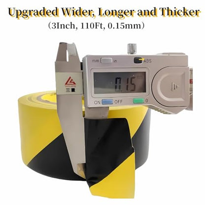 3 Inch x 110FT Black and Yellow Safety Tape, Hazard Tape, Warning Tape, Caution Tape Roll, Floor Marking Tape for Gymnasium, Walls, Floors, Pipes and Equipment in Construction Sites & Hazardous Areas - size: 3Inch*110ft