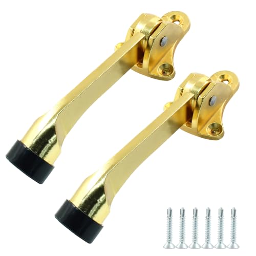 Jiozermi 4 Inch KickDown Door Stopper, Brushed Gold, 2pcs - color: Brushed Gold