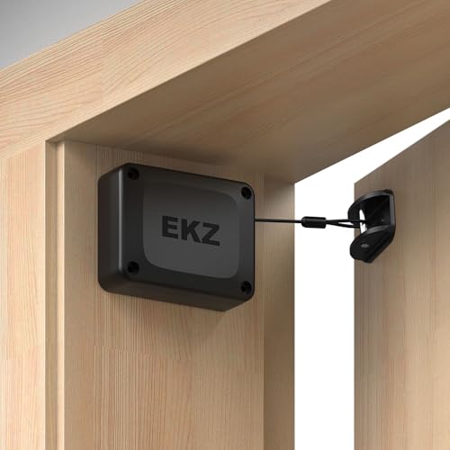 EKZ Retractable Automatic Door Closer – Fits Sliding Glass, Screen, Single & Double Doors – Strong 3.3 lb Spring Tension, Punch-Free Easy Install for Entry, Bathroom, Bedroom, Study (1 Pack) - size: 1 Piece