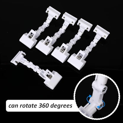 Honeydak White 50 Pcs Sign Holder Clips Bulk for Grocery Retail Display Plastic Shelf Price Sign Clamps Double Sided Swivel Holder with Antislip Padding Rotatable Merchandising Clips for Store - color: White