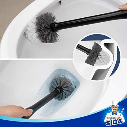 MR.SIGA Toilet Bowl Brush and Holder, Sturdy Long Handle, Black, 1 Pack - color: Black, size: One Size
