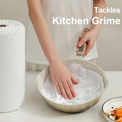80 Pack Microfiber Cleaning Cloth Roll White Reusable Paper Towels 12"x12" Tear Away Cloth, Microfiber Towels for Cars, Wash Cloths, Lint Free Rags for House, Kitchen,Window,Cleaning Supplies - color: White