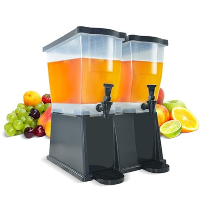 Hakka 6 Gallon Drink Dispenser, Commercial Beverage Dispenser for Parties 22L Double Tank Juice Dispenser with Stand and Spigot for Catering, Buffets, Restaurants - size: 6 Gallon