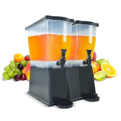 Hakka 6 Gallon Drink Dispenser, Commercial Beverage Dispenser for Parties 22L Double Tank Juice Dispenser with Stand and Spigot for Catering, Buffets, Restaurants - size: 6 Gallon