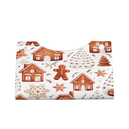 Tissue Box Cover Christmas Tree Gingerbread Snow Rectangle PU Leather Tissue Box Holder for Car Bathroom Bedroom Desk Tabletop Decor - color: Christmas Tree Gingerbread Snow