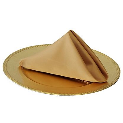 Your Chair Covers - 10 Pack 20-Inch Gold L'Amour Satin Napkins – Oversized, Double-Folded, and Hemmed Table Napkins for Weddings, Restaurants, and Special Events - color: Gold