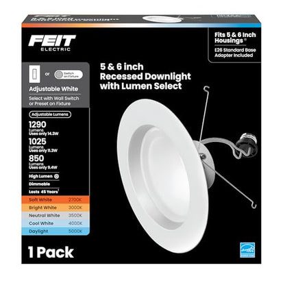 Feit Electric 5/6in LED Recessed Downlight Retrofit Kit, Lumen Adjustable - size: 6 Count (Pack of 1)