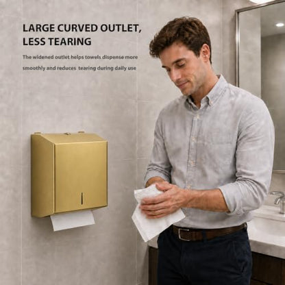 Stainless Steel Paper Towel Dispenser Wall Mount for Commercial Bathrooms - color: 3816-gold