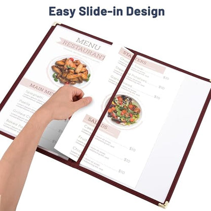 WeChef 30 Pack Restaurant Menu Covers 8.5 x 14" Book Style 4 Page 8 View - size: 8.5" x 14" - Book - 8 Views