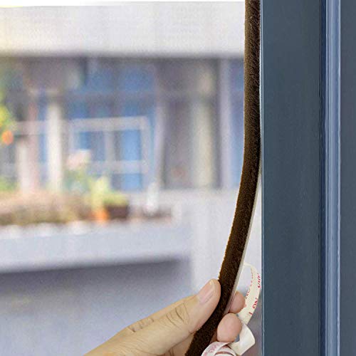 TORRAMI Brush Weather Stripping, 11/32 x 11/32 in, 16 ft, Brown - color: Brown, size: 11/32 inch x 11/32 inch x 16 ft